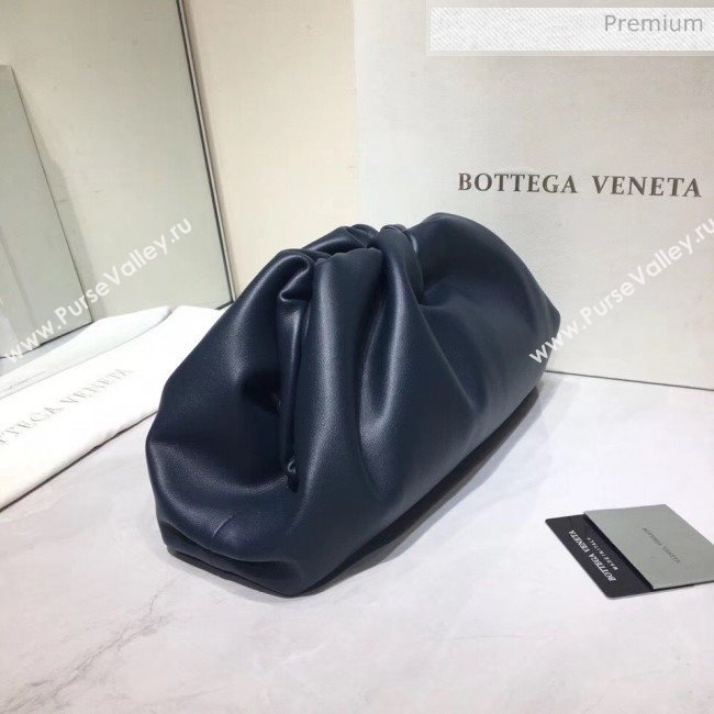 Bottega Veneta The Pouch Soft Voluminous Clutch Bag Navy Blue 2020 (MS-20060505)