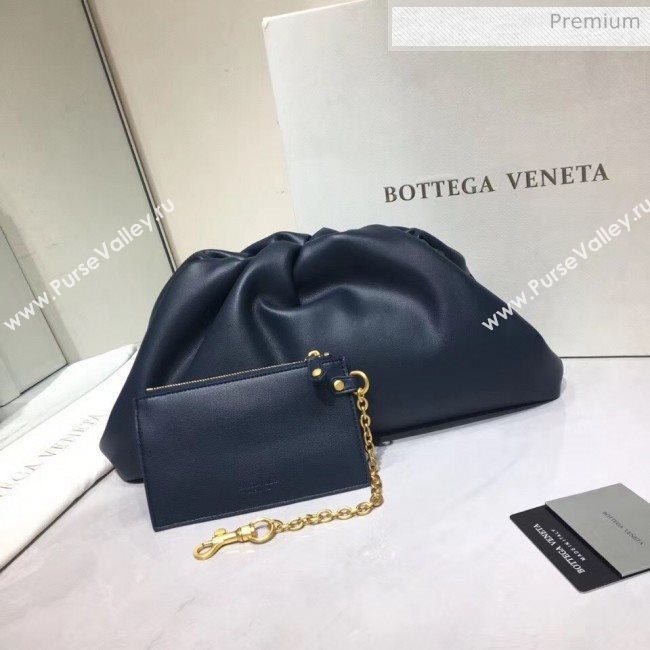 Bottega Veneta The Pouch Soft Voluminous Clutch Bag Navy Blue 2020 (MS-20060505)