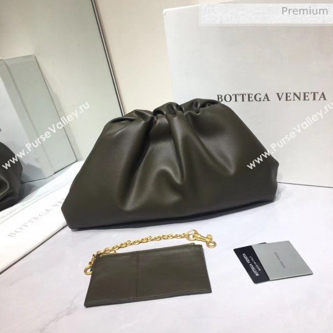 Bottega Veneta The Pouch Soft Voluminous Clutch Bag Mustard Green 2020 (MS-20060506)