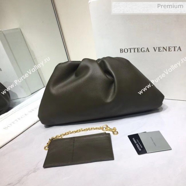 Bottega Veneta The Pouch Soft Voluminous Clutch Bag Mustard Green 2020 (MS-20060506)