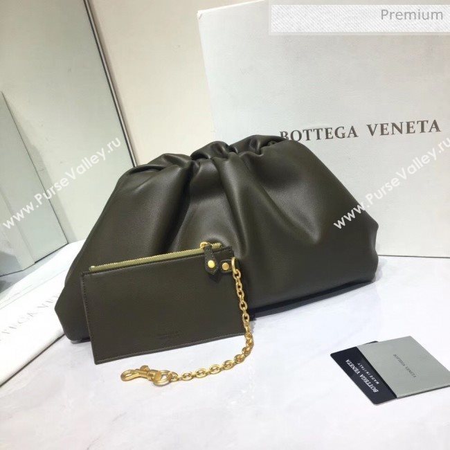 Bottega Veneta The Pouch Soft Voluminous Clutch Bag Mustard Green 2020 (MS-20060506)