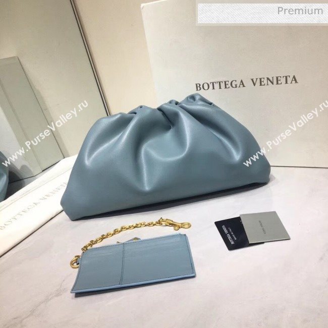 Bottega Veneta The Pouch Soft Voluminous Clutch Bag Pale Blue 2020 (MS-20060510)