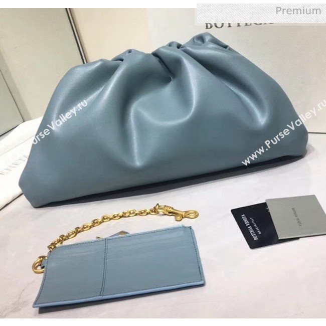 Bottega Veneta The Pouch Soft Voluminous Clutch Bag Pale Blue 2020 (MS-20060510)