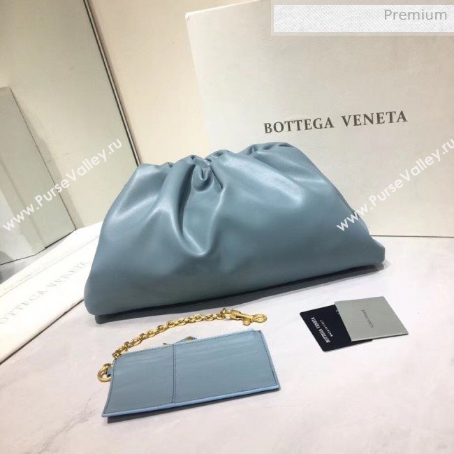 Bottega Veneta The Pouch Soft Voluminous Clutch Bag Pale Blue 2020 (MS-20060510)