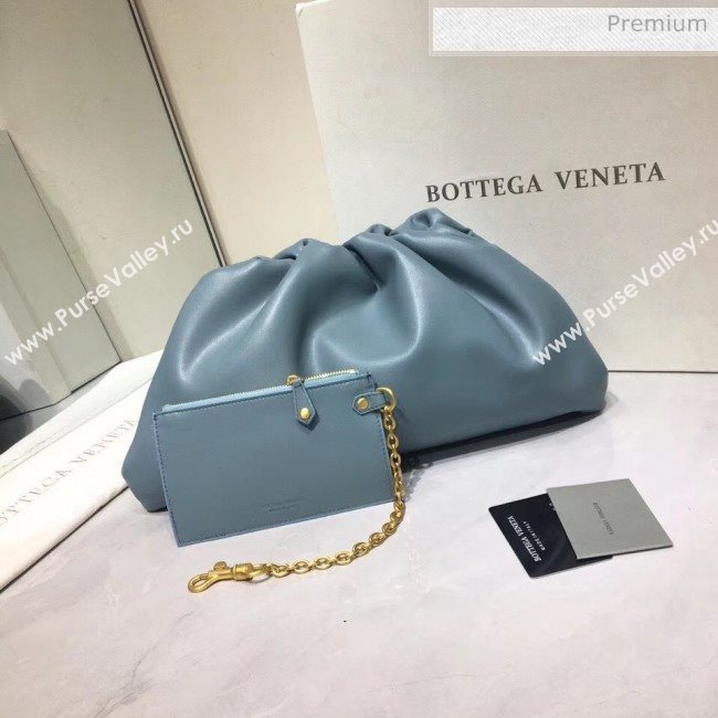 Bottega Veneta The Pouch Soft Voluminous Clutch Bag Pale Blue 2020 (MS-20060510)