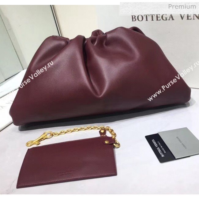 Bottega Veneta The Pouch Soft Voluminous Clutch Bag Burgundy 2020 (MS-20060516)