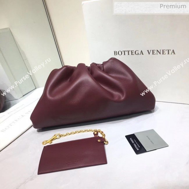 Bottega Veneta The Pouch Soft Voluminous Clutch Bag Burgundy 2020 (MS-20060516)