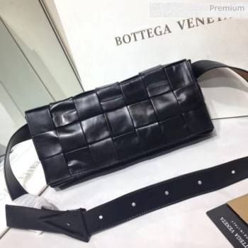 Bottega Veneta Intrecciato Calf Leather Crossbody Bag With signature Triangular Buckle Black 2020 (MS-20060439)