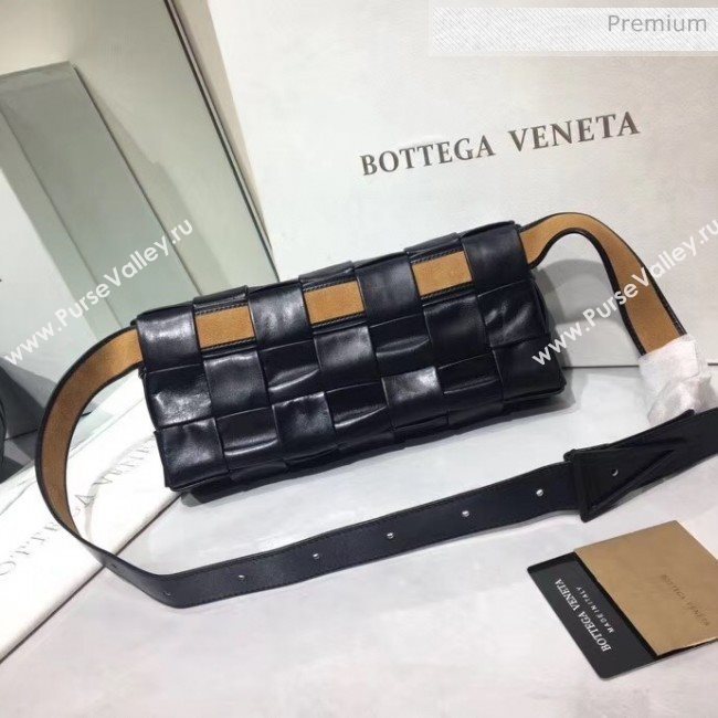 Bottega Veneta Intrecciato Calf Leather Crossbody Bag With signature Triangular Buckle Black 2020 (MS-20060439)