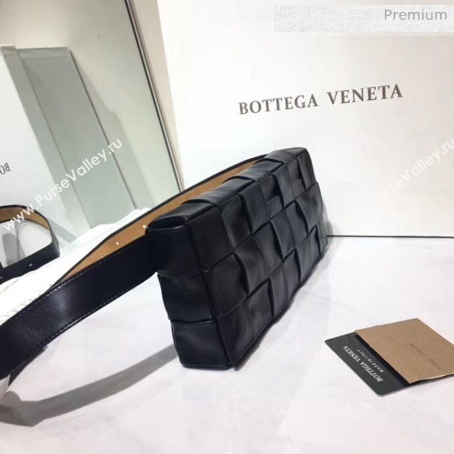 Bottega Veneta Intrecciato Calf Leather Crossbody Bag With signature Triangular Buckle Black 2020 (MS-20060439)