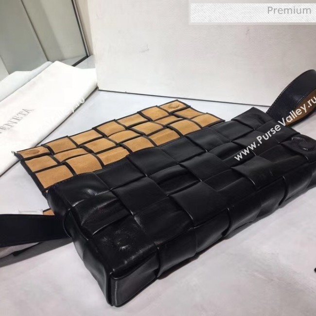 Bottega Veneta Intrecciato Calf Leather Crossbody Bag With signature Triangular Buckle Black 2020 (MS-20060439)