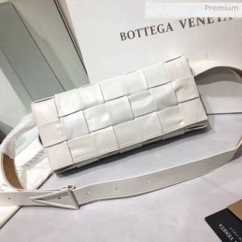 Bottega Veneta Intrecciato Calf Leather Crossbody Bag With signature Triangular Buckle White 2020 (MS-20060440)