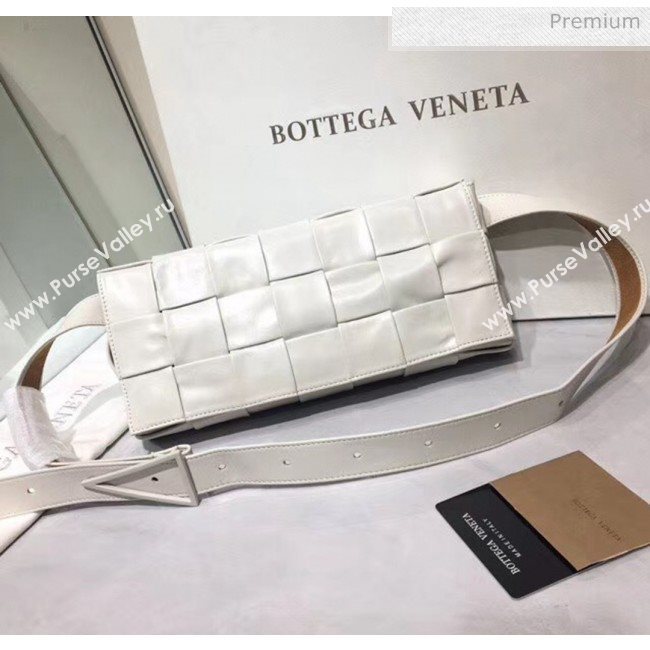 Bottega Veneta Intrecciato Calf Leather Crossbody Bag With signature Triangular Buckle White 2020 (MS-20060440)