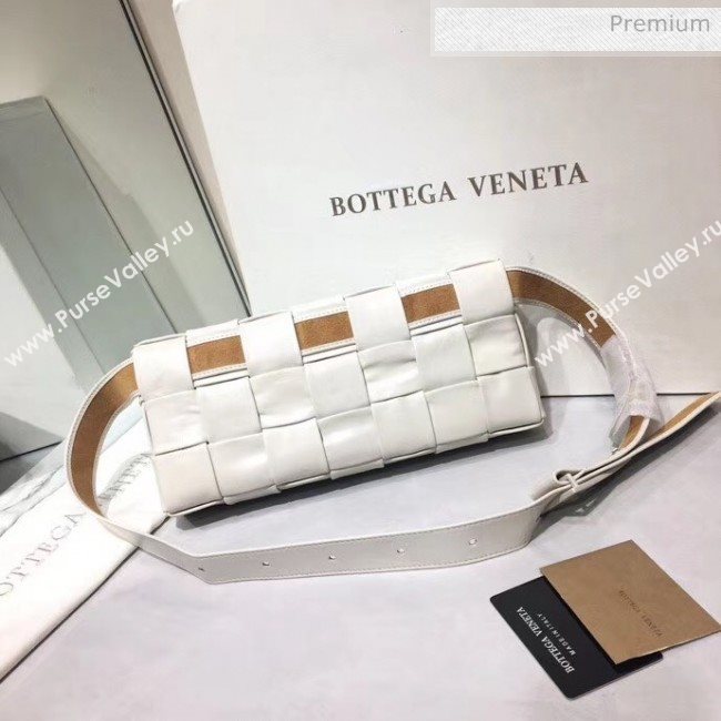 Bottega Veneta Intrecciato Calf Leather Crossbody Bag With signature Triangular Buckle White 2020 (MS-20060440)