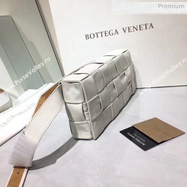 Bottega Veneta Intrecciato Calf Leather Crossbody Bag With signature Triangular Buckle White 2020 (MS-20060440)