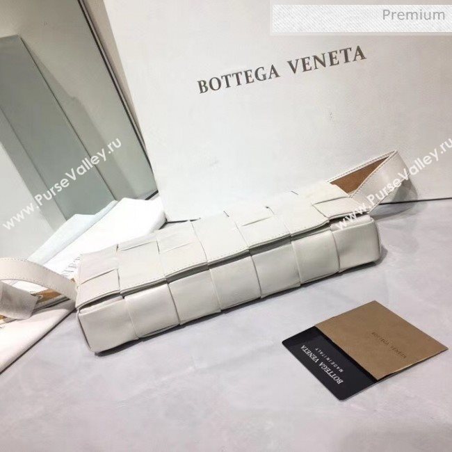 Bottega Veneta Intrecciato Calf Leather Crossbody Bag With signature Triangular Buckle White 2020 (MS-20060440)