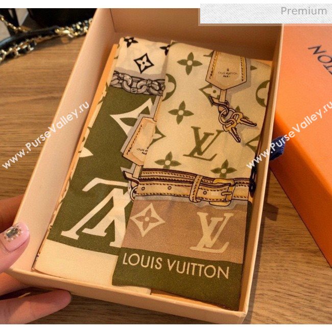 Louis Vuitton Silk Twilly Bandeau 8x120cm LV20632 Green 2020 (V-20060632)
