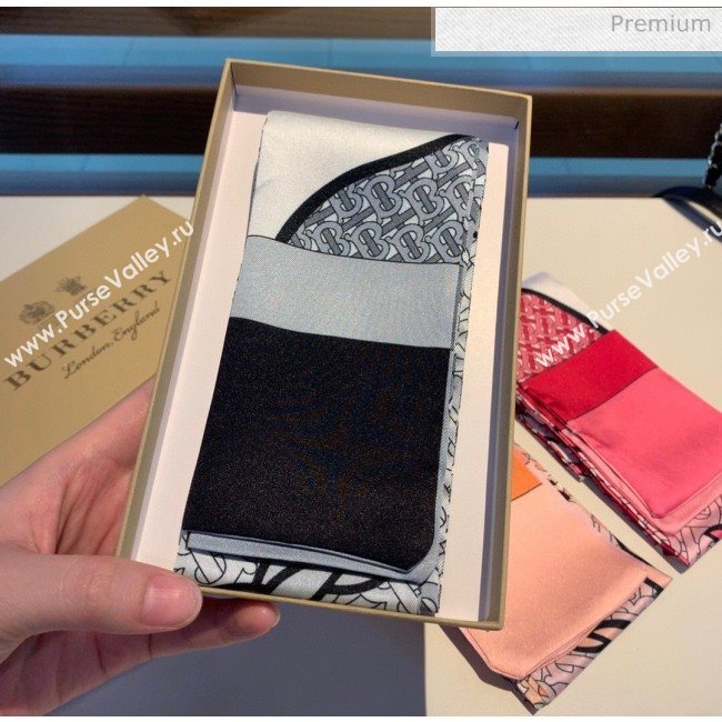 Burberry Horse Silk Twilly Bandeau 8x160cm B60642 Grey 2020 (V-20060642)