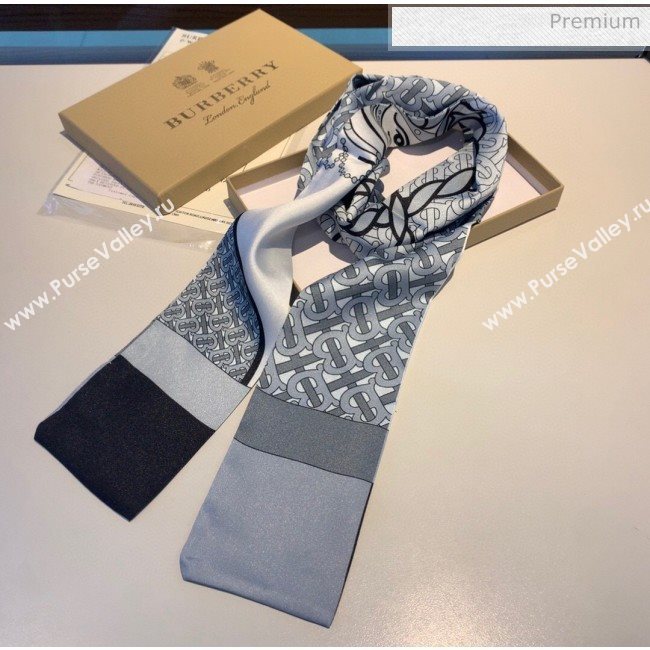 Burberry Horse Silk Twilly Bandeau 8x160cm B60642 Grey 2020 (V-20060642)