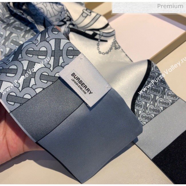 Burberry Horse Silk Twilly Bandeau 8x160cm B60642 Grey 2020 (V-20060642)