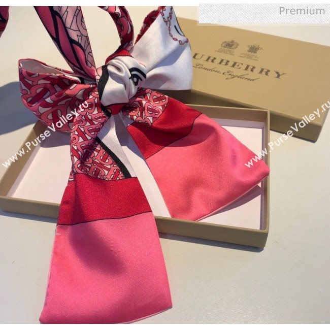 Burberry Horse Silk Twilly Bandeau 8x160cm B60643 Rosy 2020 (V-20060643)