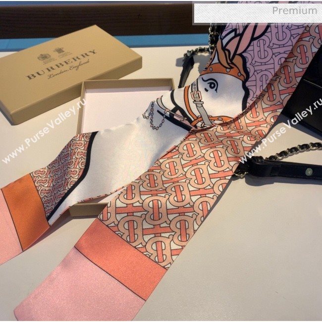 Burberry Horse Silk Twilly Bandeau 8x160cm B60644 Pink 2020 (V-20060644)