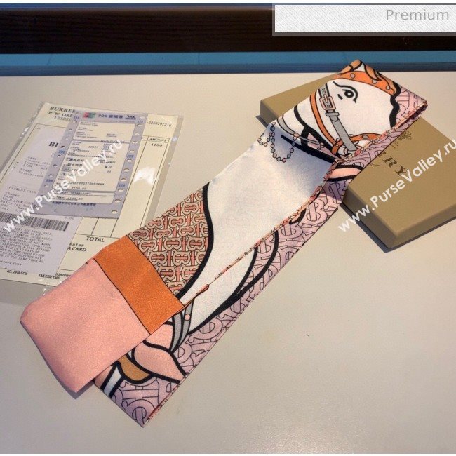 Burberry Horse Silk Twilly Bandeau 8x160cm B60644 Pink 2020 (V-20060644)