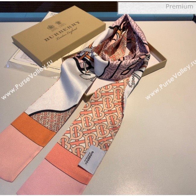 Burberry Horse Silk Twilly Bandeau 8x160cm B60644 Pink 2020 (V-20060644)