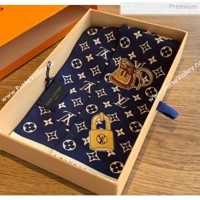 Louis Vuitton Silk Twilly Bandeau 8x120cm LV60645 Deep Blue 2020 (V-20060645)