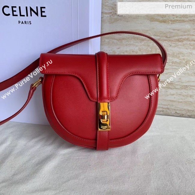 Celine Small Besace 16 Bag in Natural Calfskin Red 2020 (XLD-20060829)