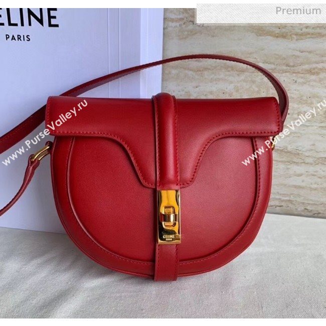 Celine Small Besace 16 Bag in Natural Calfskin Red 2020 (XLD-20060829)