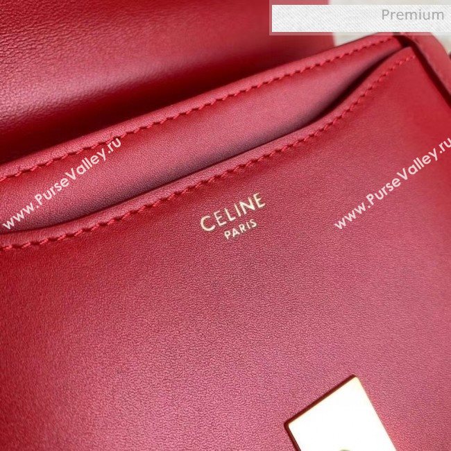 Celine Small Besace 16 Bag in Natural Calfskin Red 2020 (XLD-20060829)