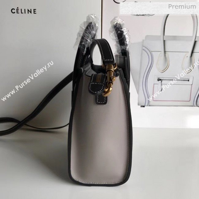 Celine Nano Luggage Handbag In Smooth Calfskin Blue/Black/Grey 2020 (XLD-20060819)