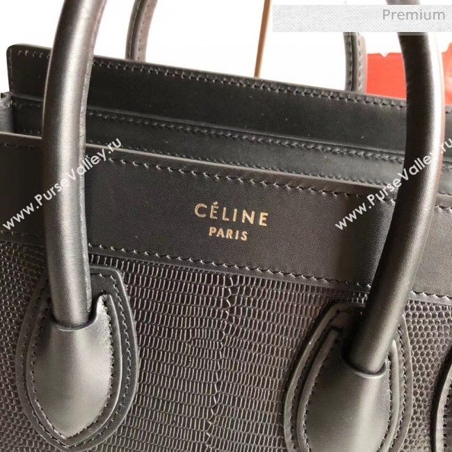 Celine Nano Luggage Handbag In Smooth/Lizard Pattern Calfskin Black 2020 (XLD-20060823)