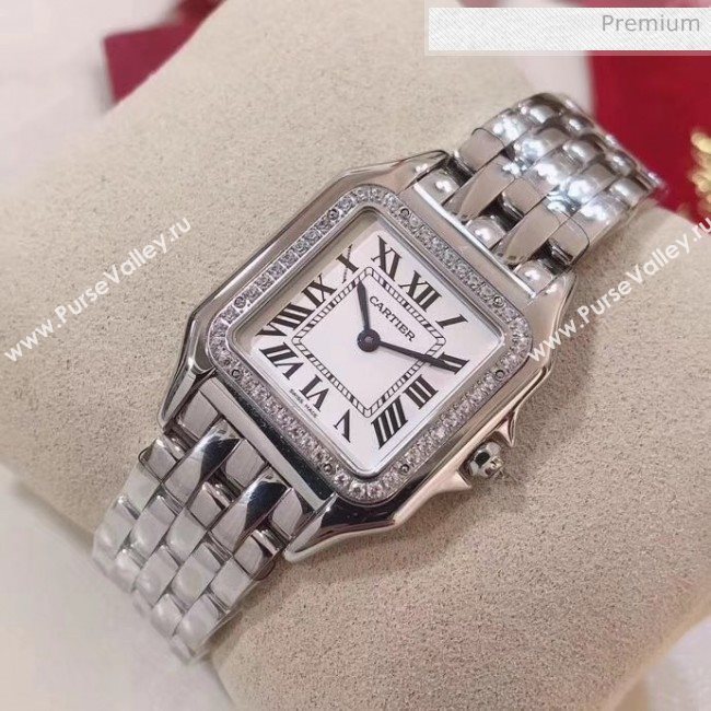 Cartier Medium Panthère de Cartier Watch With Crystal Silver 2020 (KN-20061014)