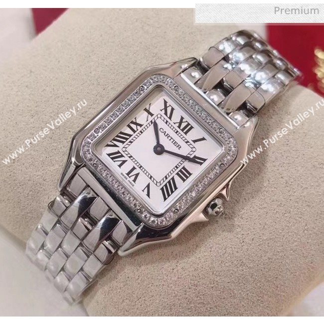 Cartier Medium Panthère de Cartier Watch With Crystal Silver 2020 (KN-20061014)