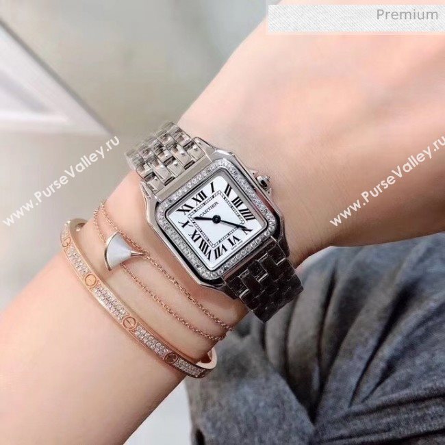 Cartier Medium Panthère de Cartier Watch With Crystal Silver 2020 (KN-20061014)