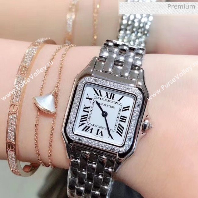 Cartier Medium Panthère de Cartier Watch With Crystal Silver 2020 (KN-20061014)