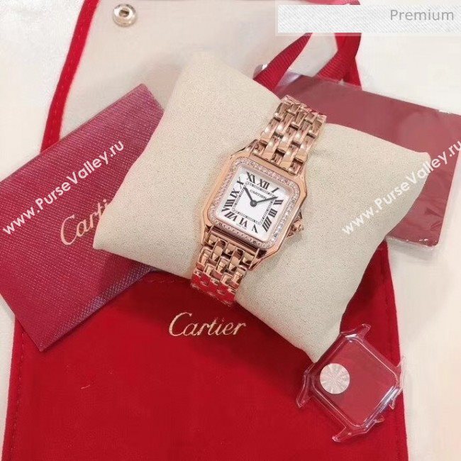 Cartier Medium Panthère de Cartier Watch With Crystal Pink Gold 2020 (KN-20061016)