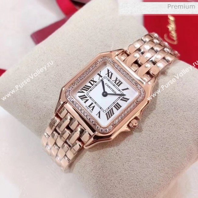 Cartier Medium Panthère de Cartier Watch With Crystal Pink Gold 2020 (KN-20061016)