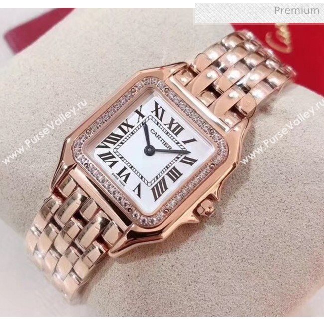 Cartier Medium Panthère de Cartier Watch With Crystal Pink Gold 2020 (KN-20061016)