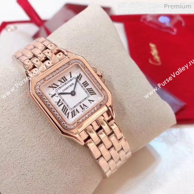 Cartier Medium Panthère de Cartier Watch With Crystal Pink Gold 2020 (KN-20061016)