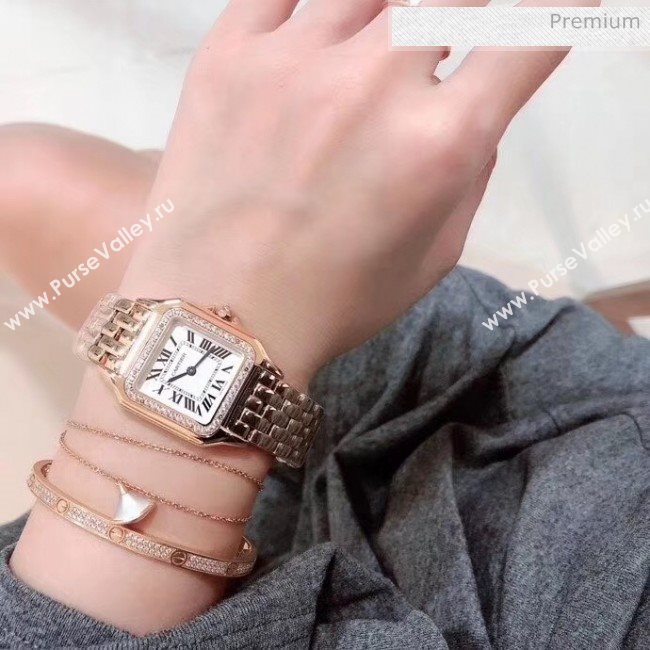 Cartier Medium Panthère de Cartier Watch With Crystal Pink Gold 2020 (KN-20061016)