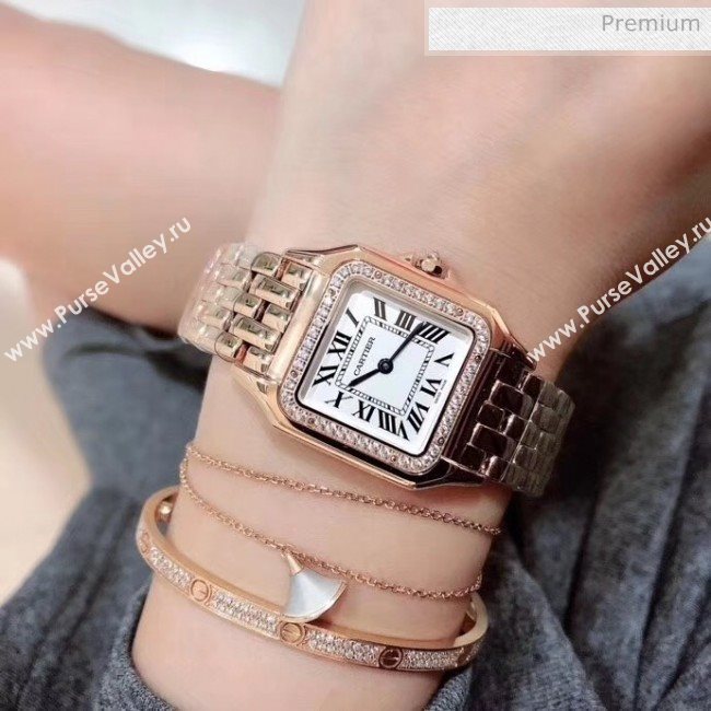 Cartier Medium Panthère de Cartier Watch With Crystal Pink Gold 2020 (KN-20061016)