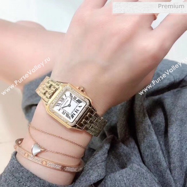 Cartier Medium Panthère de Cartier Watch With Crystal Gold 2020 (KN-20061018)