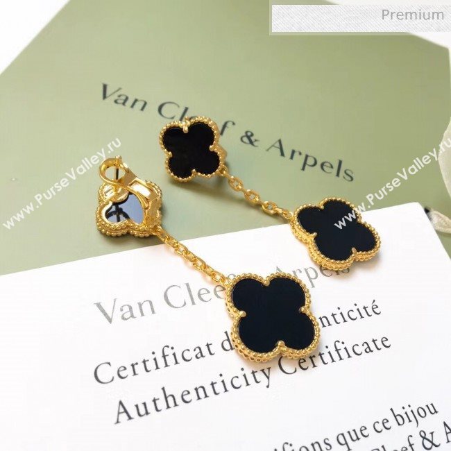 Van Cleef Arpels Two Clovers Earrings 2061213 Black 2020 (MLD-20061213)