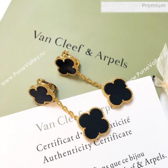 Van Cleef Arpels Two Clovers Earrings 2061213 Black 2020 (MLD-20061213)