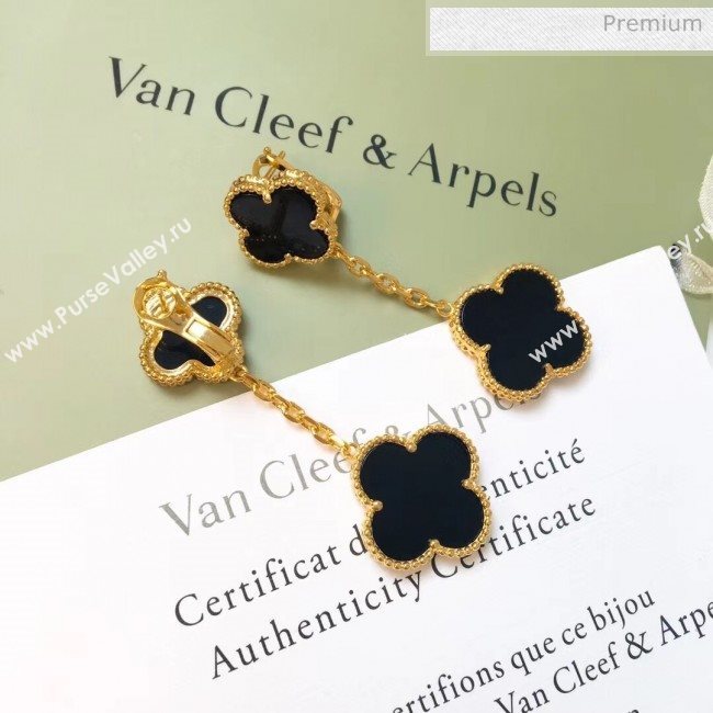 Van Cleef Arpels Two Clovers Earrings 2061213 Black 2020 (MLD-20061213)