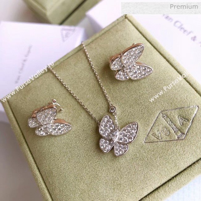 Van Cleef Arpels Crystal Butterfly Necklace and Earrings 16 Silver 2020 (MLD-20061116)