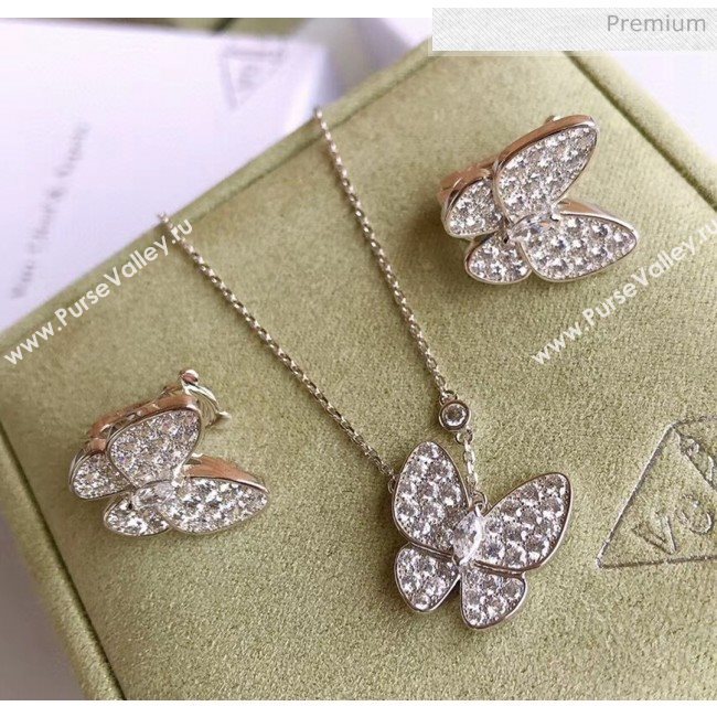 Van Cleef Arpels Crystal Butterfly Necklace and Earrings 16 Silver 2020 (MLD-20061116)